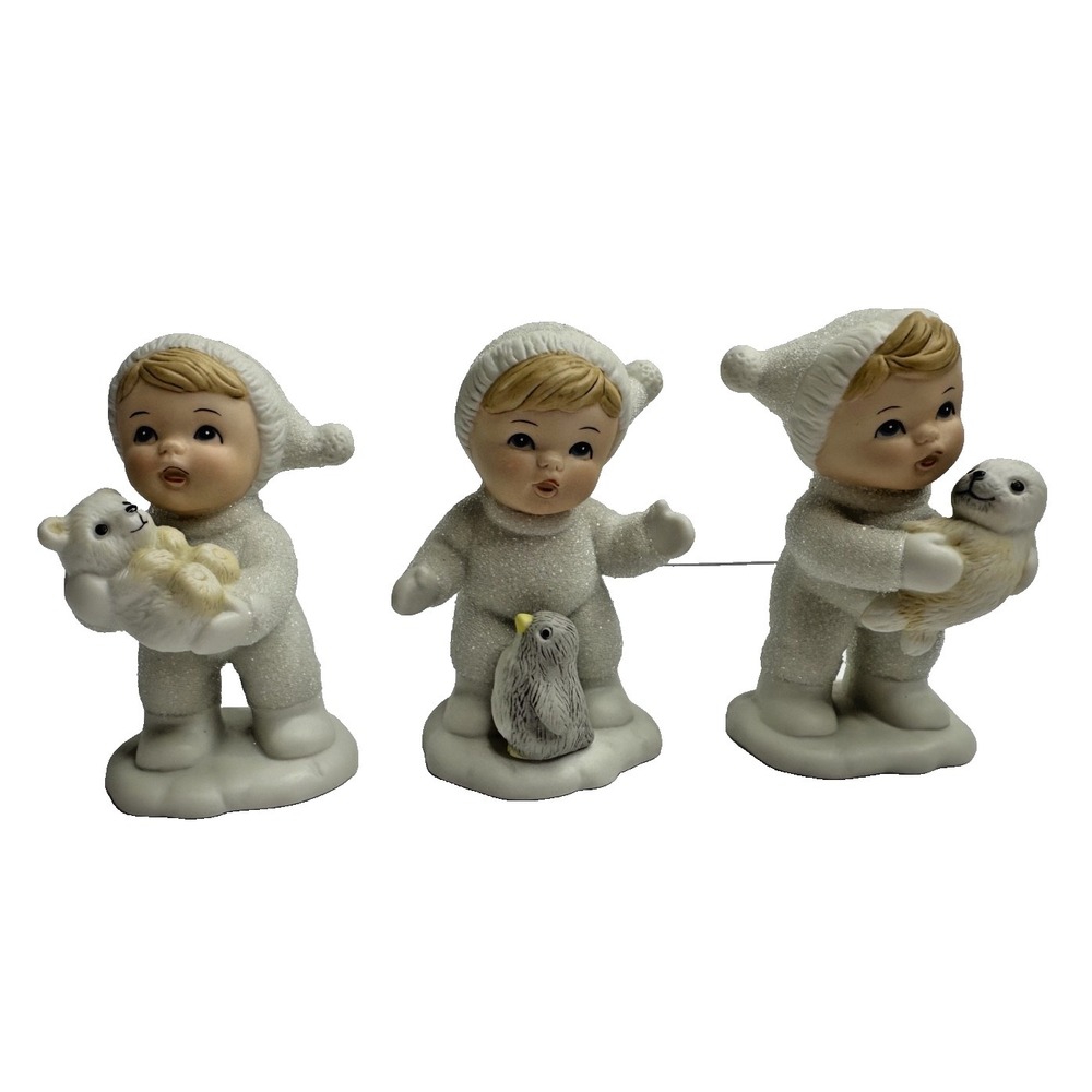 VTG Homeco Snow Babies Seal Penguin Bear Animals Set 3 Ceramic Hand painted